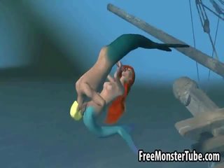 תלת ממדים קטן mermaid עוגייה מקבל מזוין קשה מתחת למים