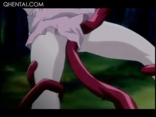 Netvor tentacles wrapping a zkurvenej a těsný hentai kočička