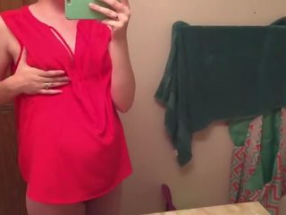 Hairy, Pregnant MILF Feeling Frisky in the Bathroom