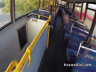 Hairy British amateur bangs in public bus