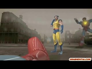 Wolverine 3D animation fucked from behind in the outdoor