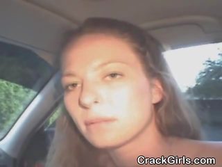 Street Walking Crack slut Sucking shaft In A Car