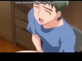 Animen tonårs ung lady går ahead kul fan i säng