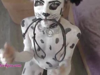 Adorable damsel In Dalmatian Costume Playfully Rides Cavalier's Big cock