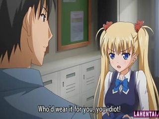 Blond hentai teenager im badeanzug