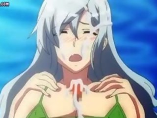 Elite Anime Milf Rubs phallus With Her Huge Tits