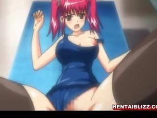 Swimsuit anime coed footjob fucked