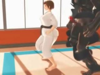 Hentai karate noor naine suu kinnitoppimine edasi a massiivne peter sisse 3d