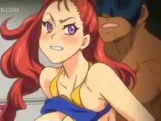 Stor titted hentai mademoiselle stripped naken til gangbang faen