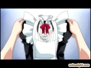 Shemale Anime Maid Self Masturbating In The Bathtub