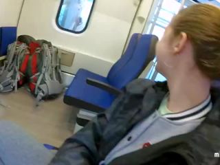 Echt publiek pijpen in de trein | pov oraal creampie door mihanika69