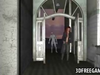 Bewitching 3D Redhead stunner Getting Fucked Hard By A Zombie
